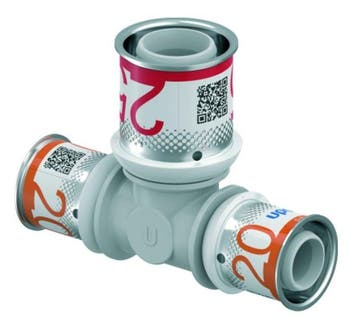 Uponor S-Press Plus PPSU perskoppeling Ø20x25x20 T-stuk, Verzenden, Nieuw