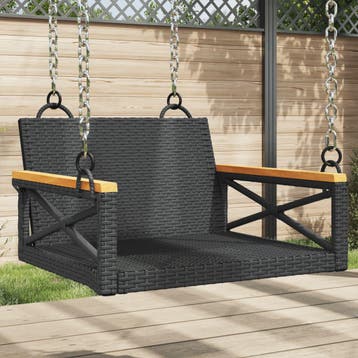 vidaXL Schommelbank 63x62x40 cm poly rattan zwart, Tuin en Terras, Tuinbanken, Verzenden, Nieuw