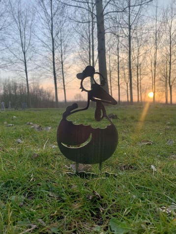 Tuindecoratie Babs de kip | 36.8 cm x 18.5 cm, Tuin en Terras, Verzenden, Nieuw