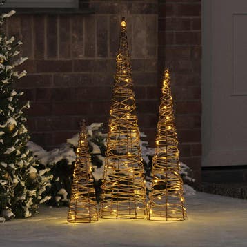 vidaXL Kerstboom 3 st 90 LEDs Warmwit 20 x 20 x 80 cm, Diversen, Verzenden, Nieuw
