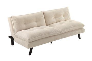 Slaapbank COCOONING 190cm 3-zits cord beige - 48472, Ophalen of Verzenden, Nieuw