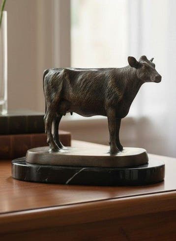 sculptuur, Standing Cow - 21 cm in length - 15 cm - Brons,