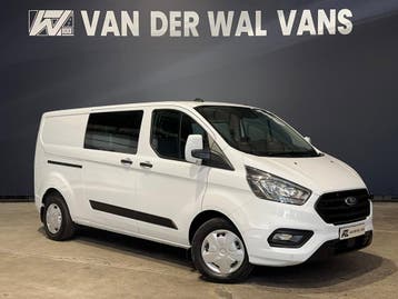 Ford Transit Custom 2.0 TDCI 130pk Automaat L2H1 Dubbele cab, Automaat, Stof, Gebruikt, Wit