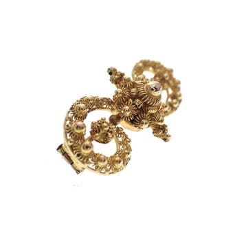 Vintage gouden S-broche van Zeeuwse knopen; Filigrain tec..., Ophalen of Verzenden, Gebruikt, Goud, Goud