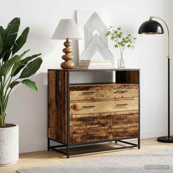 vidaXL Ladenkast 4-Lade Oud hout 70 x 41 x 83,5 cm Bewerkt, Kinderen en Baby's, Verzenden, Nieuw