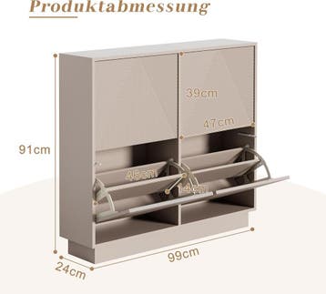 Schoenenkast - Schoenenrek - 99x24x91 cm - Moka - UEV, Verzenden, Zo goed als nieuw