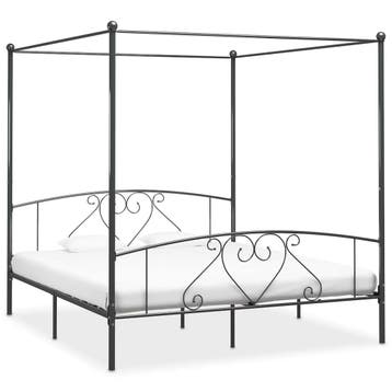 vidaXL Hemelbedframe metaal grijs 200x200 cm, Verzenden, Overige maten, 200 cm, Metaal