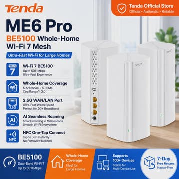 Tenda BE5100 Wi-Fi 7 Mesh Systeem - Supersnel Internet met 2, Verzenden, Nieuw