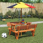 Picknicktafel voor 4 kinderen met parasol massief vurenhout, Tuin en Terras, Verzenden, Nieuw