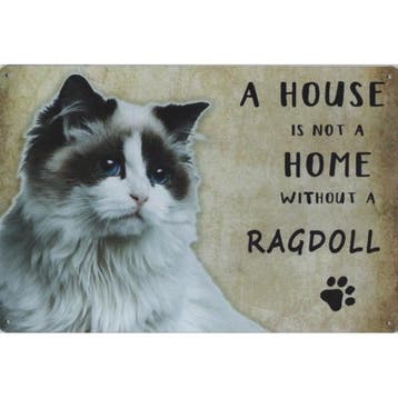Wandbord Katten - A House Is Not A Home Without A Ragdoll, Ophalen of Verzenden, Nieuw