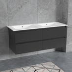 Hangend wastafelmeubel matzwart  120cm met wasbak, Verzenden, Nieuw