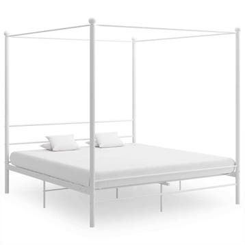 vidaXL Hemelbedframe metaal wit 200x200 cm, Huis en Inrichting, Verzenden, Wit, Overige maten, 200 cm
