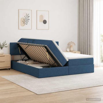 vidaXL Opslag bed met hoofdeinde 2 st Blauw Nep Leer, Verzenden, Nieuw, Blauw