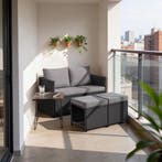 2-in-1 rotan loungeset Monopoli, bank en zitgroep - zwart, Verzenden, Nieuw