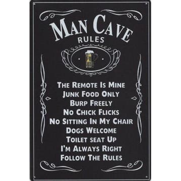 Wandbord - Man Cave Rules, Ophalen of Verzenden, Nieuw