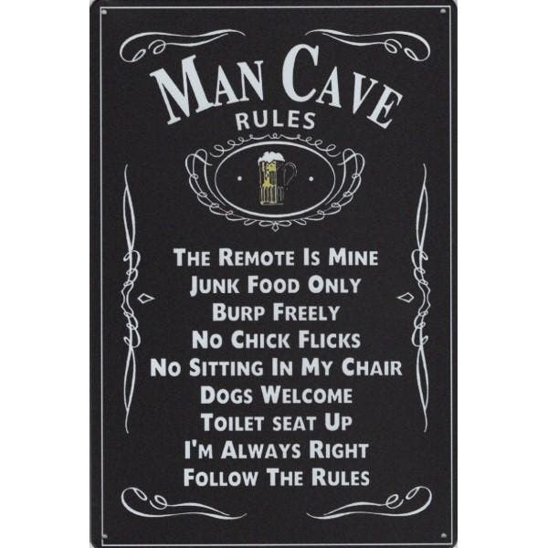 Wandbord - Man Cave Rules, Huis en Inrichting, Woonaccessoires | Wanddecoraties, Nieuw, Ophalen of Verzenden