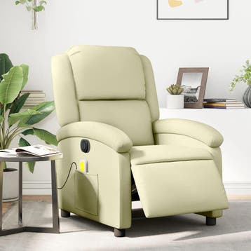 vidaXL Massagestoel verstelbaar elektrisch echt leer, Verzenden, Nieuw