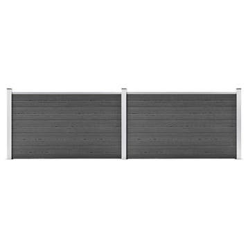 vidaXL Schuttingpanelenset 353x105 cm HKC zwart, Tuin en Terras, Verzenden, Nieuw, Kunststof, 1 tot 2 meter