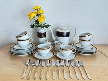 Bavaria - Koffieservies - Porselein - met gouden rand en