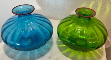 Venini - Eenbloemige vaas (2) - Glas - Paar monoflorale