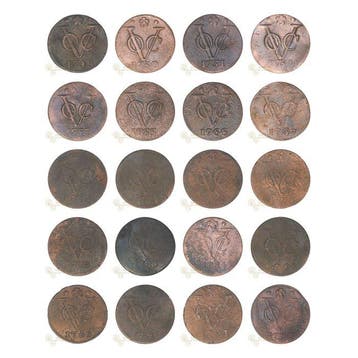Nederland, Holland VOC Duit 1748 t/m 1793 (20 verschillende)
