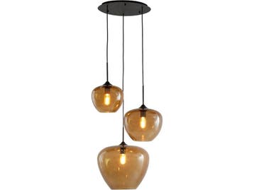 Light & Living Mayson - Hanglamp - 3L - Bruin Glas - Ø40cm, Verzenden, Nieuw