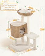 2dekans | Yaheetech Krabpaal Met Rotan Kattenhuis – 49 x 41, Dieren en Toebehoren, Katten-accessoires, Ophalen of Verzenden, Zo goed als nieuw