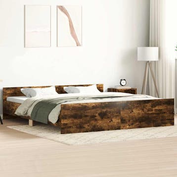 vidaXL Bedframe met hoofd- en voeteneinde gerookt eiken, Bruin, Verzenden, Overige maten, 200 cm