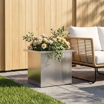 vidaXL Plantenbak met led zilver 30 x 40 x 30 cm, Verzenden, Minder dan 60 cm, Nieuw, Metaal