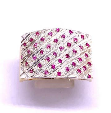 Zonder minimumprijs - Ring - 9 kt. Geel goud, Zilver Robijn, Nieuw