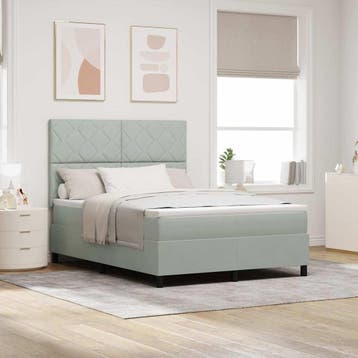 vidaXL Boxspringbed met hoofdeinde Lichtgrijs 140 x 200 cm, Verzenden, Nieuw, Stof