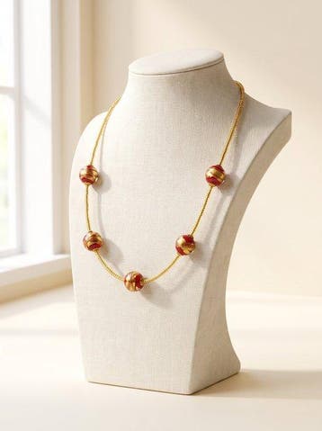 Murano-glas, goud 24 karaat - Halsketting - 24 kt Rode &