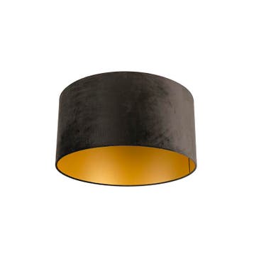 Velours lampenkap zwart 50/50/25 met gouden binnenkant, Verzenden, Nieuw, Zwart, Classic-antique