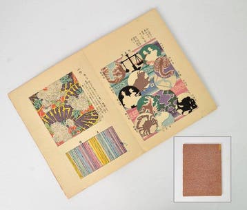 Zeldzaam Japans houtsnede-boek Kimono Patterns & Designs