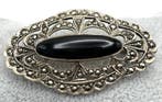 Zonder minimumprijs - Broche Zilver Onyx - Onyx, Sieraden, Tassen en Uiterlijk, Antieke sieraden