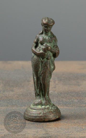 Griekse-Romeinse oudheid Brons Bronzen beeld van Juno met