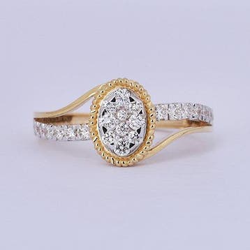 Ring - 14 karaat Geel goud - 0.46ct. tw. Diamant, Nieuw