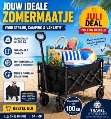 Bolderkar 100kg! Opvouwbare Stevig en Praktisch, Caravans en Kamperen, Bolderkarren, Verzenden, Opvouwbaar, Nieuw