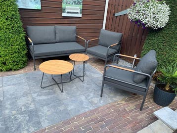Florina stoel bank loungeset 5 delig aluminum teak antraciet, Tuin en Terras, Ophalen of Verzenden, Nieuw, Aluminium
