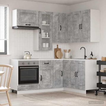 vidaXL Keukenblok KALMAR 8 st Betongrijs Bewerkt hout, Huis en Inrichting, Verzenden, Nieuw, Grijs