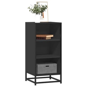 vidaXL Dressoir 35,5x35x76 cm bewerkt hout en metaal zwart, Verzenden, Nieuw, Overige houtsoorten
