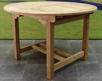 Rond - Ovaal uitschuifbare dining tuintafel 120-170x120xH76, Tuin en Terras, Tuintafels, Ophalen of Verzenden, Nieuw, Teakhout