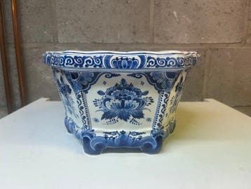 de Porceleyne fles - Jardinière - Aardewerk - Delft blauw, Antiek en Kunst