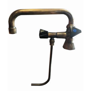 Spoelkraan met zwenkarm antiek messing, Ophalen of Verzenden