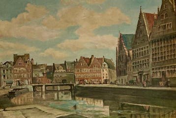 Georges Van De Walle.(1861-1923) - De Graslei van Gent, de