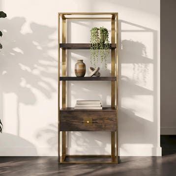 *WOONWINKEL* Kare Design Osaka Open Wandkast Messing Met Hou, Verzenden, Nieuw