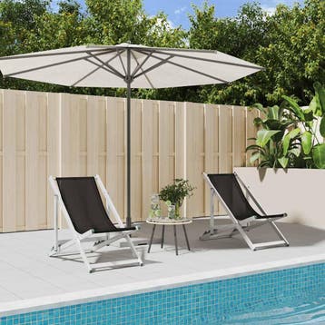 vidaXL Opklapbare stoelen, 2 stuks, zwart aluminium en, Verzenden, Nieuw, Aluminium