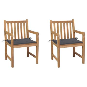 vidaXL Tuinstoelen 2 st met antracietkleurige kussens, Verzenden, Nieuw