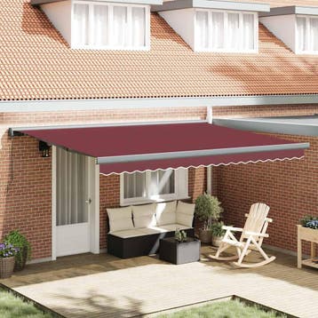 vidaXL Luifel handmatig uittrekbaar 450x300 cm bordeauxrood, Tuin en Terras, Zonneschermen, Verzenden, Nieuw