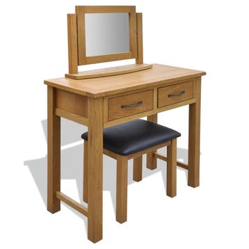 vidaXL Kaptafel met krukje massief eikenhout, Verzenden, Nieuw